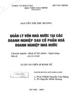 quản lý vốn nhà nước tại các doanh nghiệp sau cổ phần hóa doanh nghiệp nhà nước