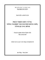 Phát triển bền vững nông nghiệp thành phố đồng hới, tỉnh quảng bình 