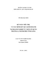 kế toán tiêu thụ và xác định kết quả kinh doanh tại doanh nghiệp tư nhân lê quân phường 8, thành phố vĩnh long