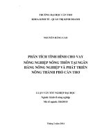 PHÂN TÍCH TÌNH HÌNH CHO VAY NÔNG NGHIỆP NÔNG THÔN tại NGÂN HÀNG NÔNG NGHIỆP và PHÁT TRIỂN NÔNG THÀNH PHỐ cần THƠ