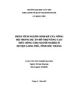 phân tích nguồn sinh kế của nông hộ trong dự án hỗ trợ nâng cao mức sống cho người nghèo ở huyện long phú,tỉnh sóc trăng