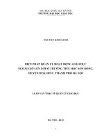 Biện pháp quản lý hoạt động giáo dục ngoài giờ lên lớp ở trường tiểu học sơn đồng, huyện hoài đức, thành phố hà nội 