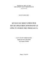 kế toán xác định và phân tích kết quả hoạt động kinh doanh tại công ty cổ phần thực phẩm sao ta
