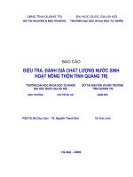 Điều tra, đánh giá chất lượng nước sinh hoạt nông thôn tỉnh quảng trị