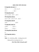 Bảng công thức hóa học 9