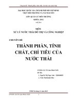 thành phần, tính chất, chỉ tiêu của nước thải