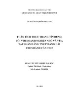 phân tích thực trạng tín dụng đối với doanh nghiệp nhỏ và vừa tại ngân hàng tmcp hàng hải chi nhánh cần thơ