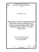 phân tích các yếu tố ảnh hưởng đến khả năng tiếp cận tín dụng của cá nhân tại ngân hàng phát triển nhà đồng bằng sông cửu long hậu giang