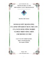 đánh giá mức độ hài lòng của sinh viên khi sử dụng thẻ atm của ngân hàng nông nghiệp và phát triển nông thôn chi nhánh cần thơ