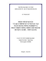 phân tích nợ xấu và quá trình xử lí nợ xấu tại ngân hàng nông nghiệp và phát triển nông thôn chi nhánh huyện cái bè – tiền giang