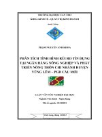 phân tích tình hình rủi ro tín dụng tại ngân hàng nông nghiệp và phát triển nông thôn chi nhánh huyện vũng lêm – pgd cầu mới