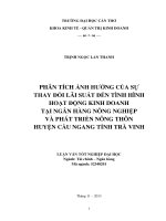 phân tích ảnh hưởng của sự thay đổi lãi suất đến tình hình hoạt động kinh doanh tại ngân hàng nông nghiệp và phát triển nông thôn huyện cầu ngang tỉnh trà vinh