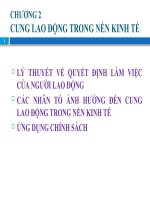 CUNG LAO ĐỘNG TRONG NỀN KINH TẾ CHƯƠNG 2 Kinh tế học lao động
