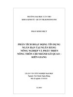 phân tích hoạt động tín dụng ngắn hạn tại ngân hàng nông nghiệp và phát triển nông thôn chi nhánh gò quao – kiên giang