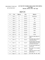 Đề thi tốt nghiệp THPT tiếng anh năm 2005   hệ 7 năm 