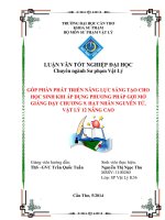 góp phần phát triển năng lực sáng tạo cho học sinh khi áp dụng phương pháp gợi mở giảng dạy chương 9. hạt nhân nguyên tử, vật lý 12 nâng cao