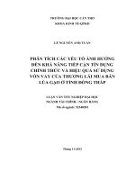 phân tích các yếu tố ảnh hưởng đến khả năng tiếp cận tín dụng chính thức và hiệu quả sử dụng vốn vay của thương lái mua bán lúa gạo ở tỉnh đồng tháp