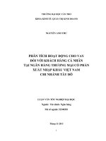 phân tích hoạt động cho vay đối với khách hàng cá nhân tại ngân hàng thương mại cổ phần xuất nhập khẩu việt nam chi nhánh tây đô