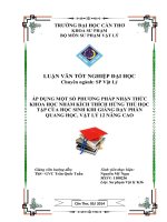 áp dụng một số phương pháp nhận thức khoa học nhằm kích thích hứng thú học tập của học sinh khi giảng dạy phần quang học, vật lý 12 nâng cao