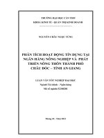 phân tích hoạt động tín dụng tại ngân hàng nông nghiệp và phát triển nông thôn thành phố châu đốc – tỉnh an giang