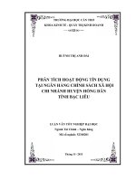 phân tích hoạt động tín dụng tại ngân hàng chính sách xã hội chi nhánh huyện hồng dân tỉnh bạc liêu