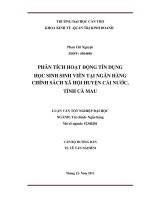 phân tích hoạt động tín dụng học sinh sinh viên tại ngân hàng chính sách xã hội huyện cái nước, tỉnh cà mau