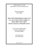 phân tích tình hình huy động vốn của ngân hàng nông nghiệp và phát triển nông thôn huyện gò quao, tỉnh kiên giang