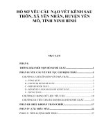 HỒ sơ yêu cầu nạo vét KÊNH SAU THÔN, xã yên NHÂN, HUYỆN yên mô, TỈNH NINH BÌNH