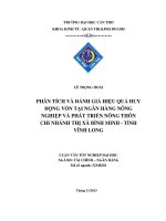phân tích và đánh giá hiệu quả huy động vốn tại ngân hàng nông nghiệp và phát triển nông thôn chi nhánh thị xã bình minh  tỉnh vĩnh long
