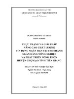 thực trạng và giải pháp nâng cao chất lượng tín dụng ngắn hạn tại chi nhánh ngân hàng nông nghiệp và phát triển nông thôn huyện chợ gạo tỉnh tiền giang