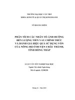 phân tích các nhân tố ảnh hưởng đến lượng tiền vay chính thức và đánh giá hiệu quả sử dụng vốn của nông hộ ở huyện châu thành, tỉnh đồng tháp