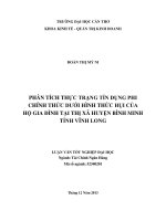 phân tích thực trạng tín dụng phi chính thức dưới hình thức hụi của hộ gia đình tại thị xã huyện bình minh tỉnh vĩnh long