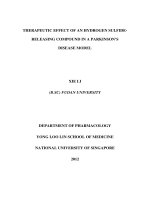 Therapeutic effect of hydrogen sulfide in a parkinsons disease model 