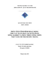 phân tích tình hình hoạt động cho vay ngắn hạn tại ngân hàng nông nghiệp và phát triển nông thôn việt nam chi nhánh sóc trăng