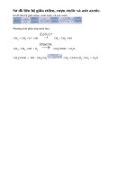 Lý thuyết mối liên hệ giữa etilen, rượu etylic và axit axetic