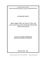 Hoàn thiện công tác quản lý thu chi ngân sách nhà nước tại huyện sơn dương, tỉnh tuyên quang