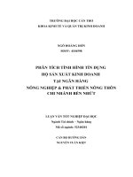 phân tích tình hình tín dụng hộ sản xuất kinh doanh tại ngân hàng nông nghiệp  phát triển nông thôn chi nhánh bến nhứt