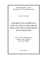 giải pháp nâng cao hiệu quả công tác cho vay nông hộ tại nhno  ptnt việt nam chi nhánh huyện tháp mười