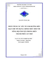phân tích các yếu tố ảnh hưởng đến hạn chế tín dụng chính thức đối với nông hộ ở huyện phong điền thành phố cần thơ