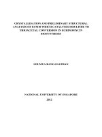 CRYSTALLISATION AND PRELIMINARY STRUCTURAL ANALYSIS OF ECM18 WHICH CATALYSES DISULFIDE TO THIOACETAL CONVERSION IN ECHINOMYCIN BIOSYNTHESIS 