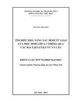Tìm hiểu khả năng xác định từ loại của học sinh lớp 4, 5 thông qua các bài tập luyện từ và câu