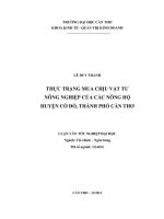 thực trạng mua chịu vật tư nông nghiệp của các nông hộ huyện cờ đỏ, thành phố cần thơ
