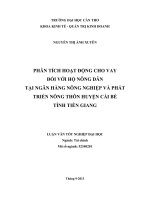 phân tích hoạt động cho vay đối với hộ nông dân tại ngân hàng nông nghiệp và phát triển nông thôn huyện cái bè tỉnh tiền giang