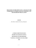 THE STUDY OF THE EFFECTS OF a CHANGE IN THE EXPRESSION OF MIXED LINEAGE LEUKEMIA 5 ON TRANSCRIPTION REGULATION 