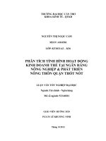 phân tích tình hình hoạt động kinh doanh thẻ tại ngân hàng nông nghiệp  phát triển nông thôn quận thốt nốt