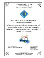 sử dụng phương pháp đàm thoại gợi mở nhằm phát triển tư duy học sinh khi giảng dạy chương 9. hạt nhân nguyên tử, vật lý 12 nâng cao