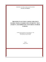 THE EFFECTS OF TESTTAKING STRATEGY INSTRUCTIONS ON REDUCING STUDENTS’ TEST ANXIETY AND IMPROVING TEST RESULTS HIGH SCHOOL 