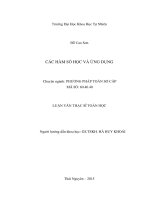 Luận văn thạc sĩ toán học các hàm số học và ứng dụng