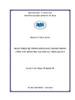 Hoàn thiện hệ thống kiểm toán nội bộ trong công tác kiểm tra tại chi cục thuế quận 9 