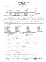 Đề và đáp án kiểm tra 45  tiếng anh 10